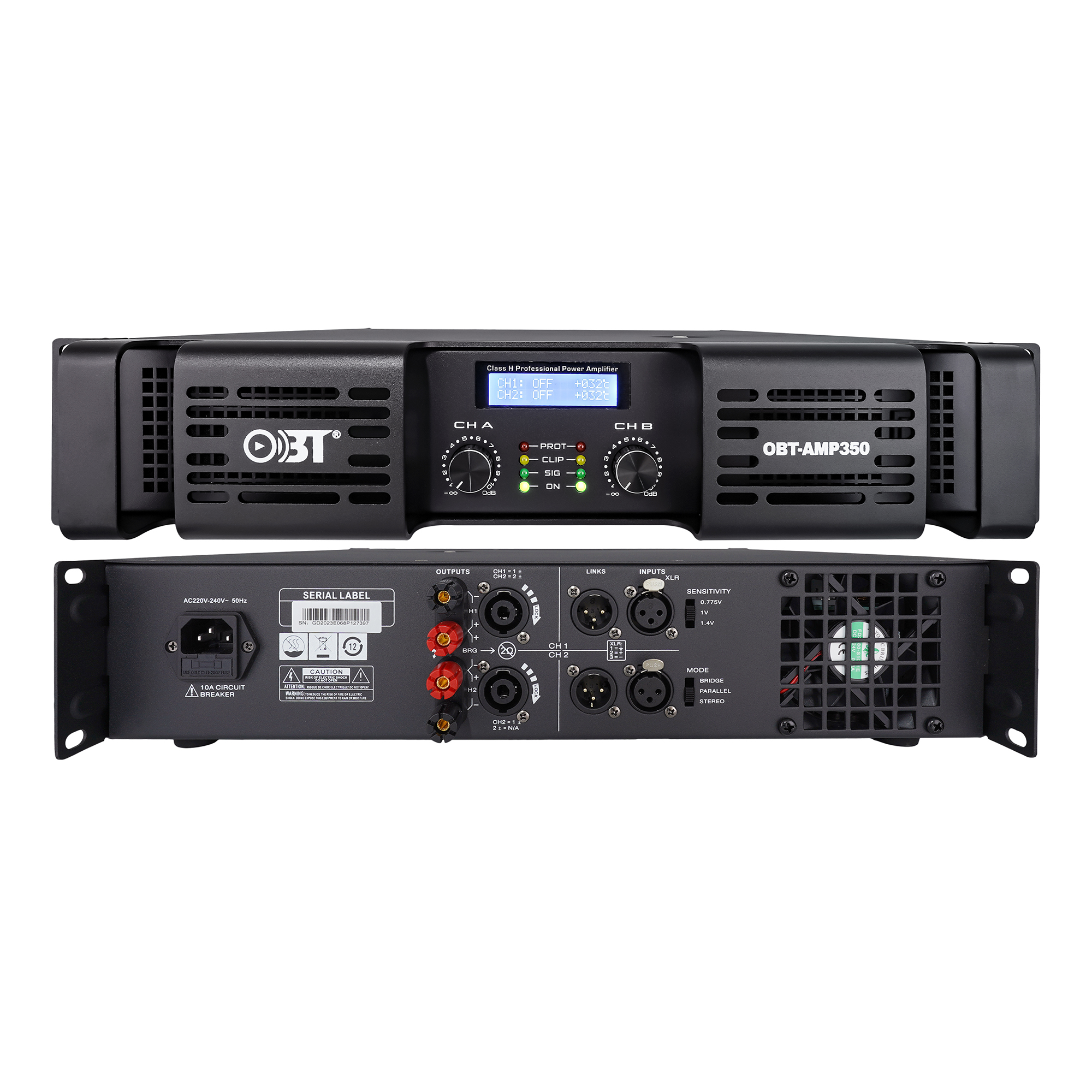 F系列H類雙通道模擬功放 OBT-AMP350